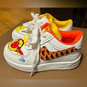 Nike White and Orange Sneakers with Bold Custom Design